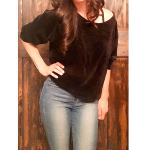 VICTORIA'S SECRET Black Velvet Long Sleeve TOP